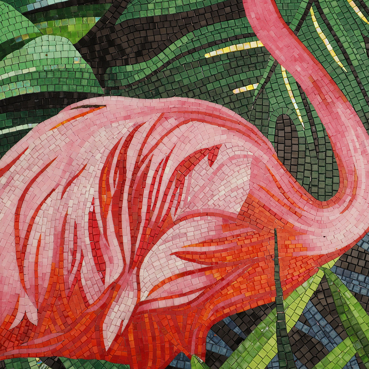 Fine Textures in Custom Flamingo Glass Mosaic Design