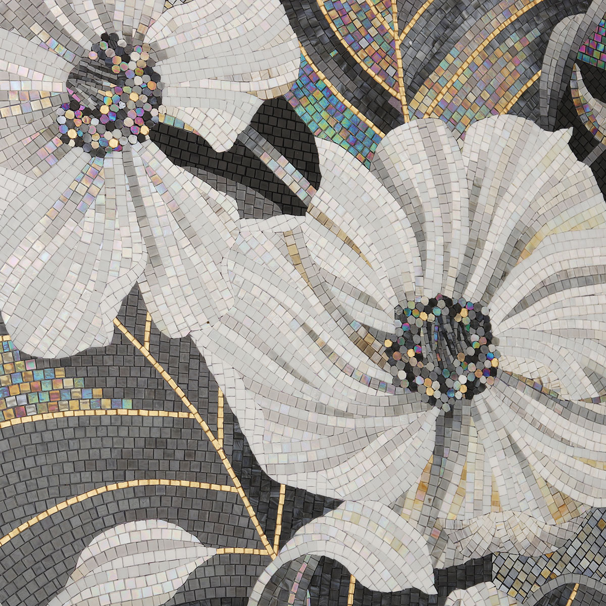 Hand-Cut Texture in Flower Mosaic Art Tile