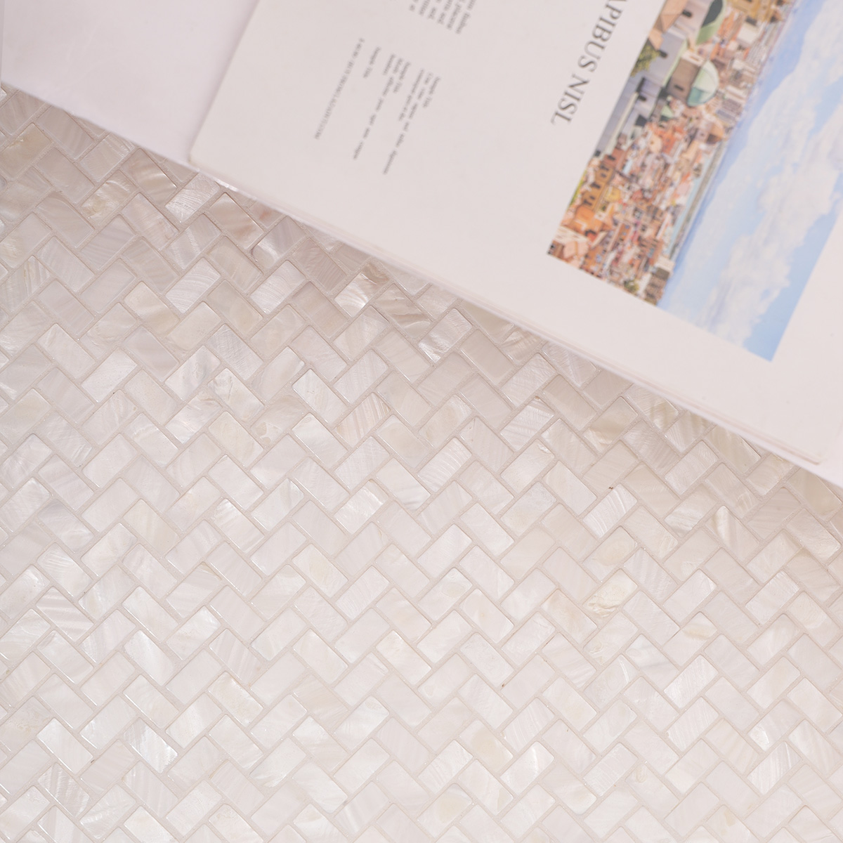 White Mother of Pearl Herringbone Polished Mosaic Tile-SAICINA TILES