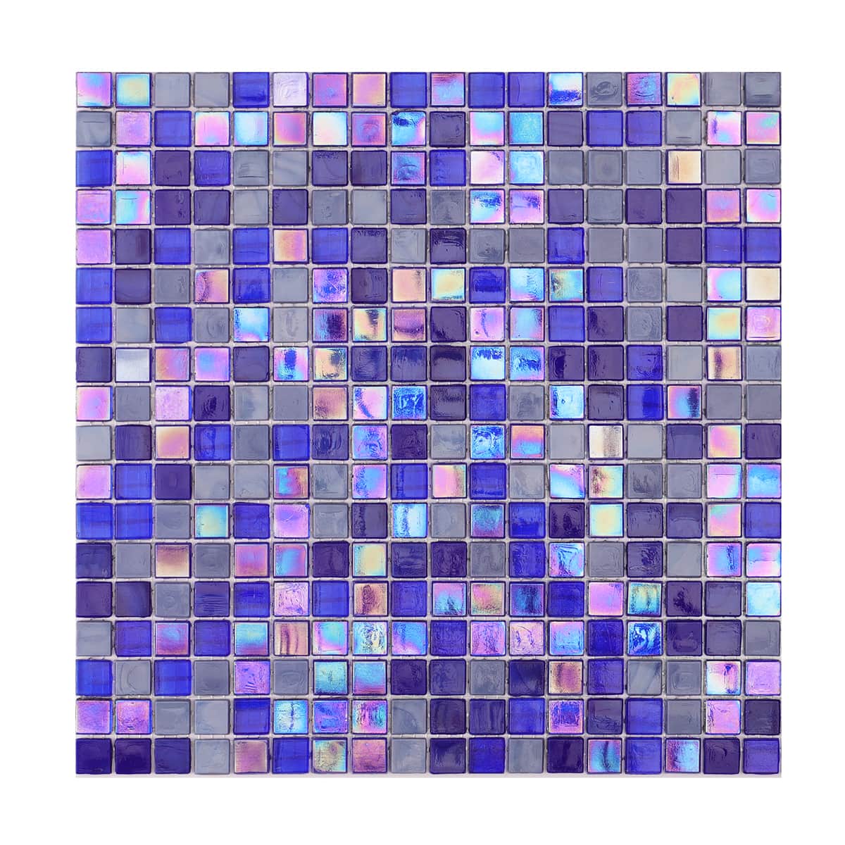 Iridescent Mixed Navy Blue Glass Mosaic Tiles 15mm*15mm