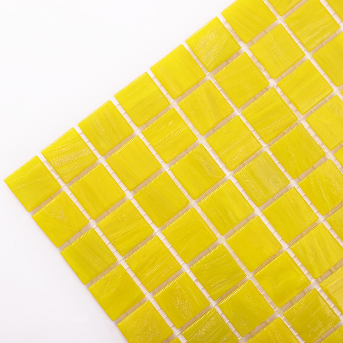 Lemon Yellow Uniform Square Glass Mosaic Bathroom Tiles