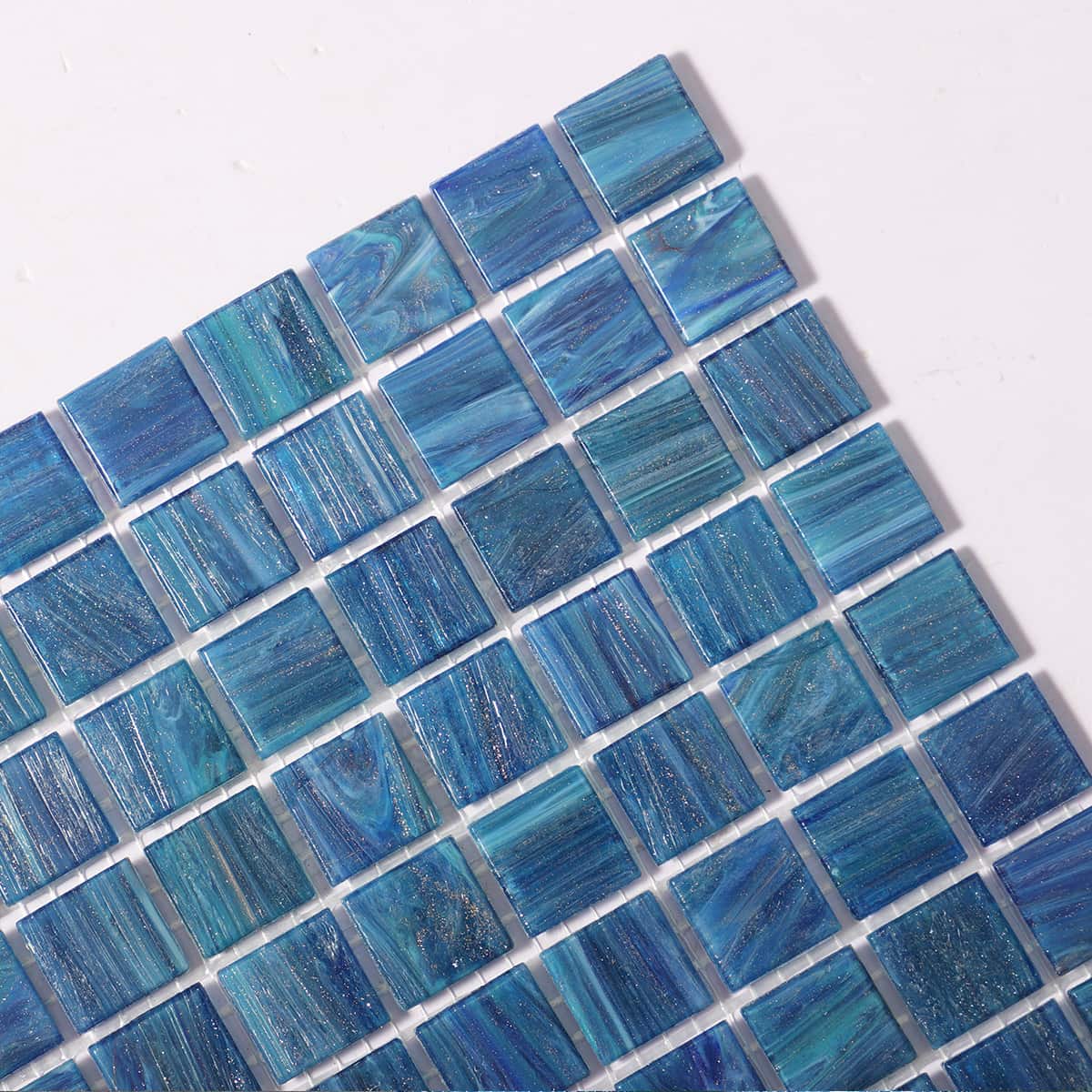 Mall Blue Glass Mosaic Tiles For Swmming Pool 