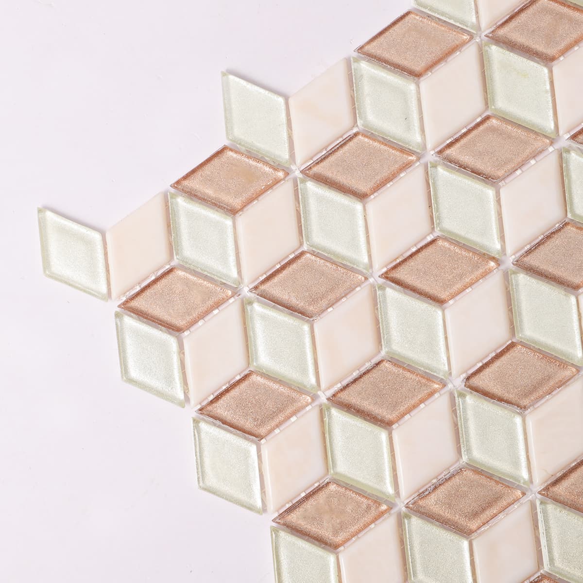 Light Pink Cube Glass Mosaic Tile