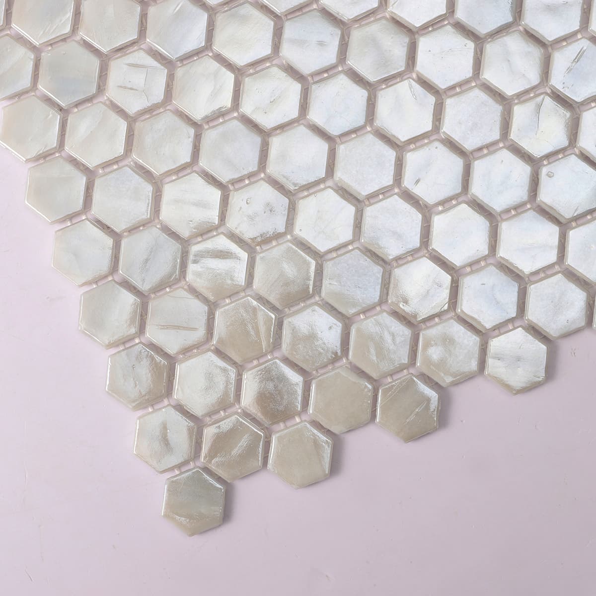 Beige Honeycomb Hexagon Glass Mosaic Tile