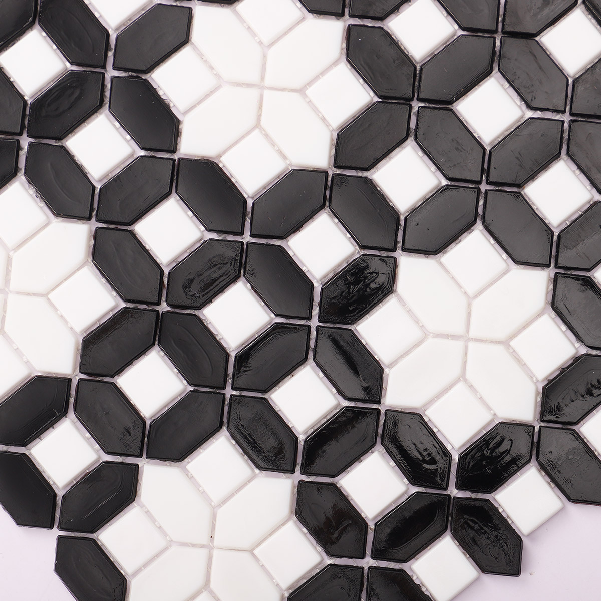 Black and White Basket Weave Mosaic Tiles