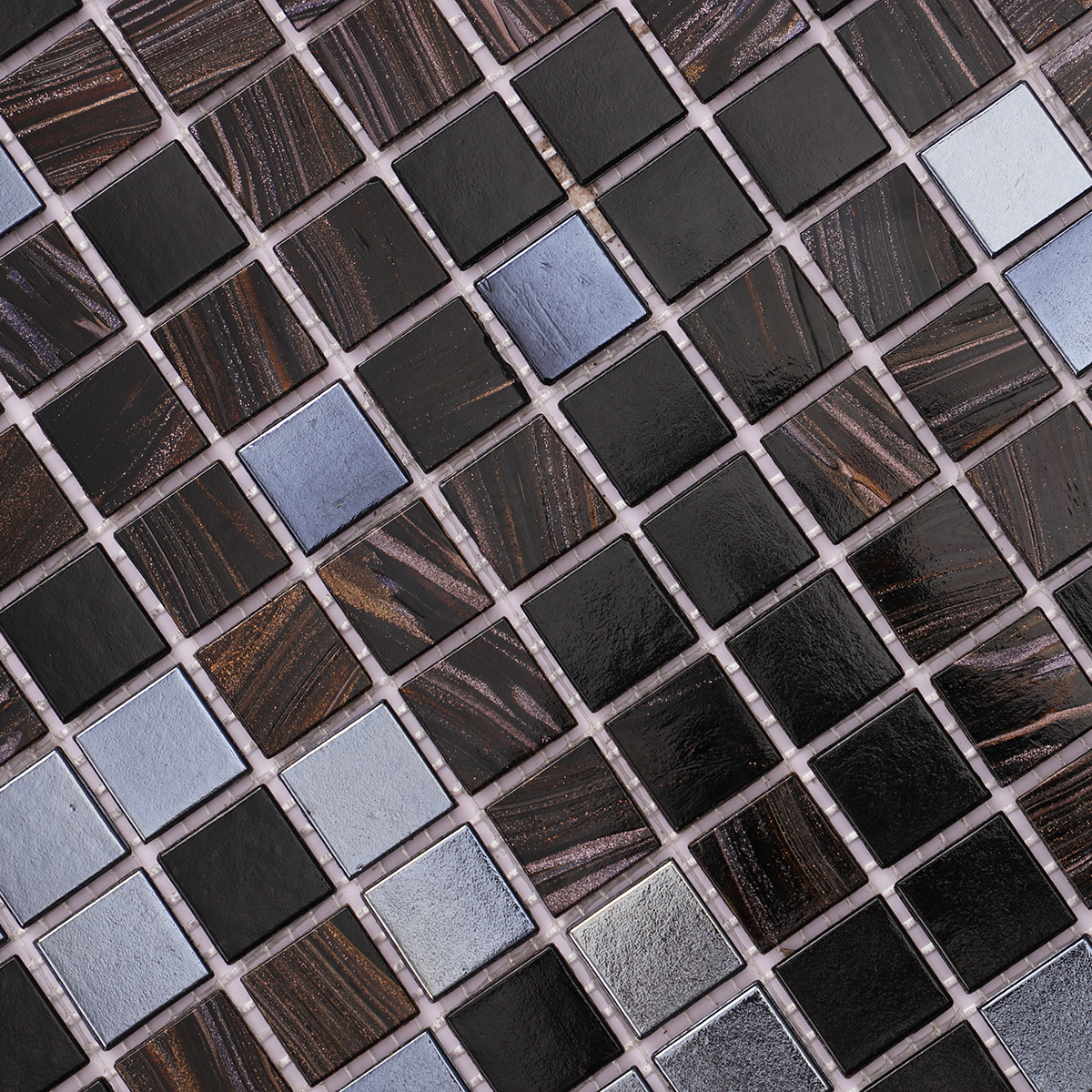 Black Mixed Flash Glass Mosaic Tiles 