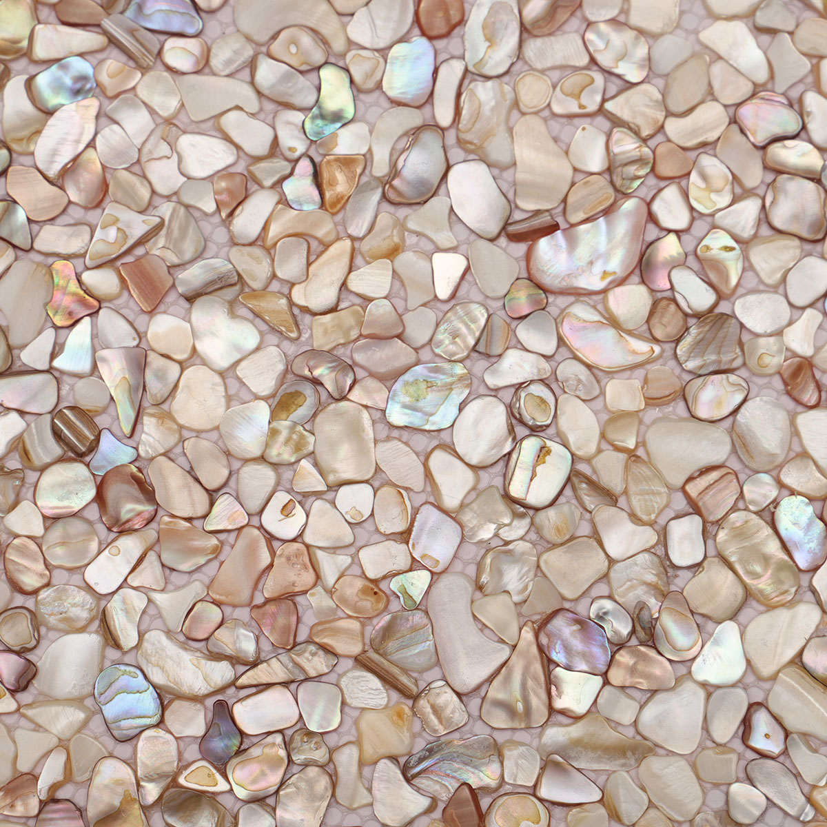 Close-up of Mother of Pearl random tiny pebble mosaic tiles