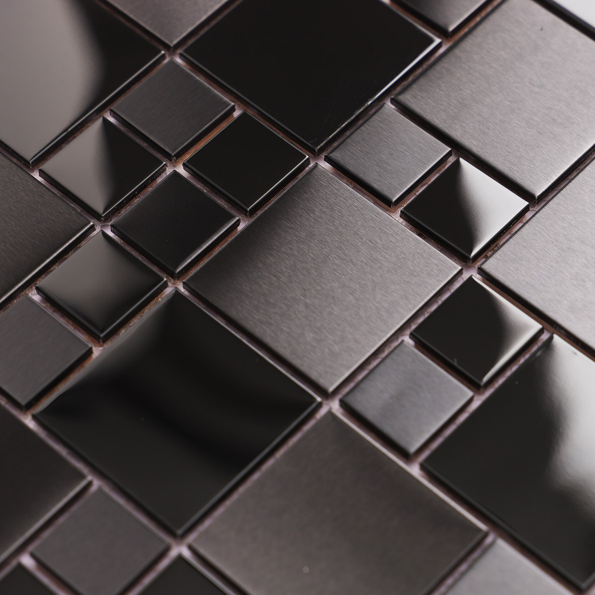 23X23mm square black and 48X48mm square black metal mosaic tiles