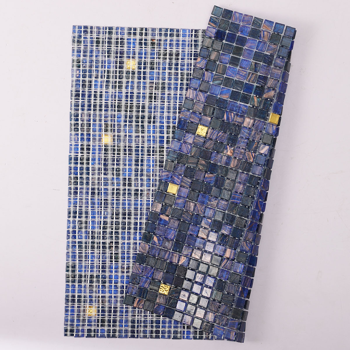 Micro Fired Erath Glass Navy Mosaic Tile 10mm*10mm Back