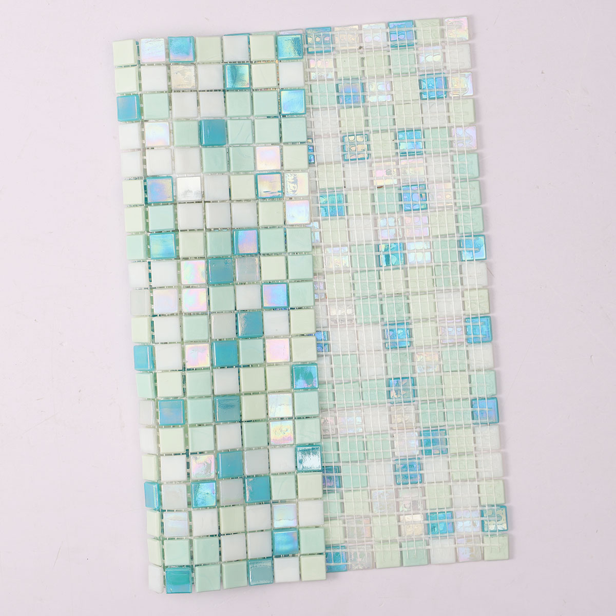 Light Blue Iridescent Fired Erath Glass Mosaic Tile 15mm*15mm Back 