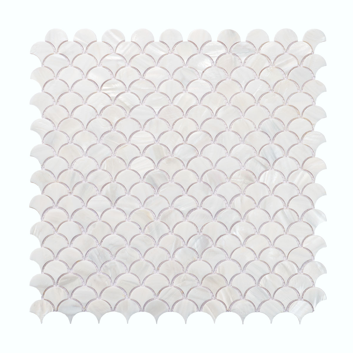 A sheet of mosaic tiles with fish scale shapes,
