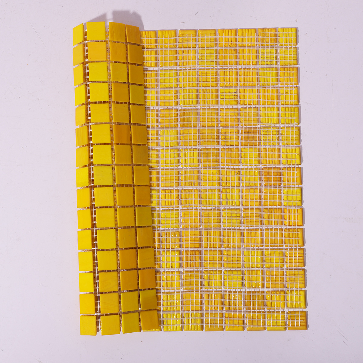 Matte Yellow Square Mosaic Wall and Floor Tiles