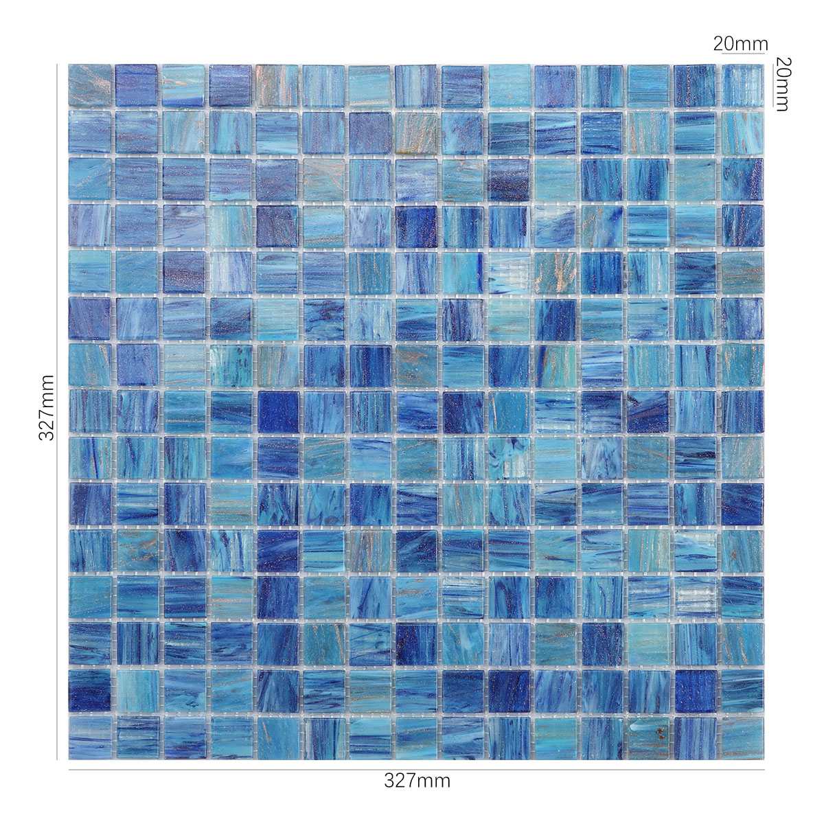 2x2 cm Ocean Blue Glass Mosaic Tiles for Swimming Pools