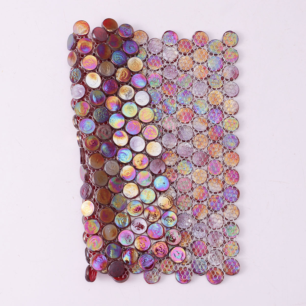 Radiant Red Iridescent Penny Round Glass Mosaic Tiles