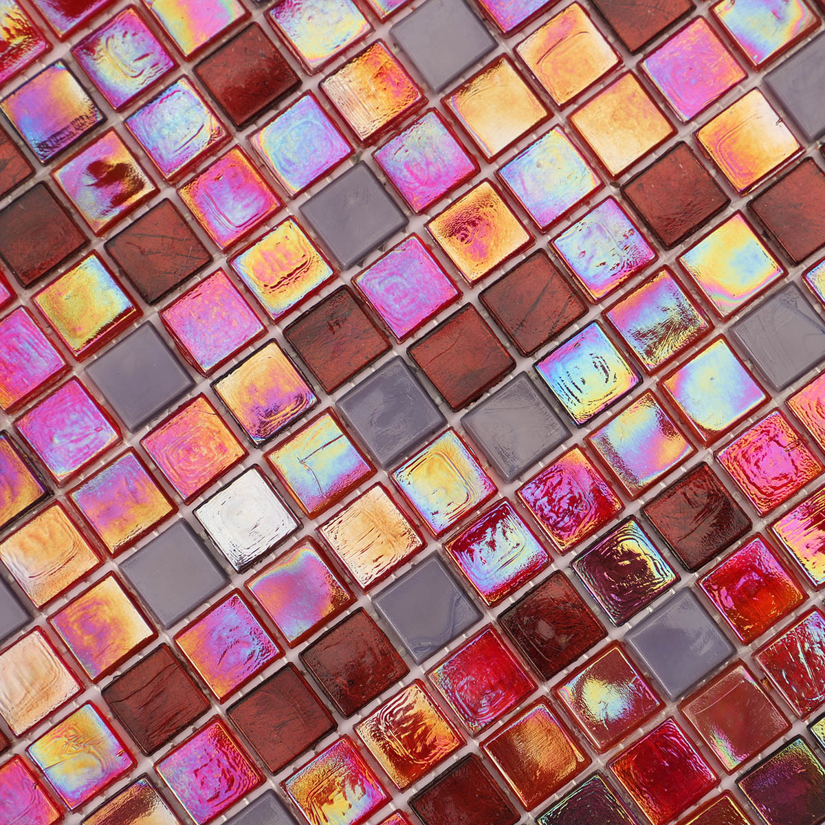 Vibrant Melograno Red and Purple Glass Mosaic Wall Pool Floor Tile 