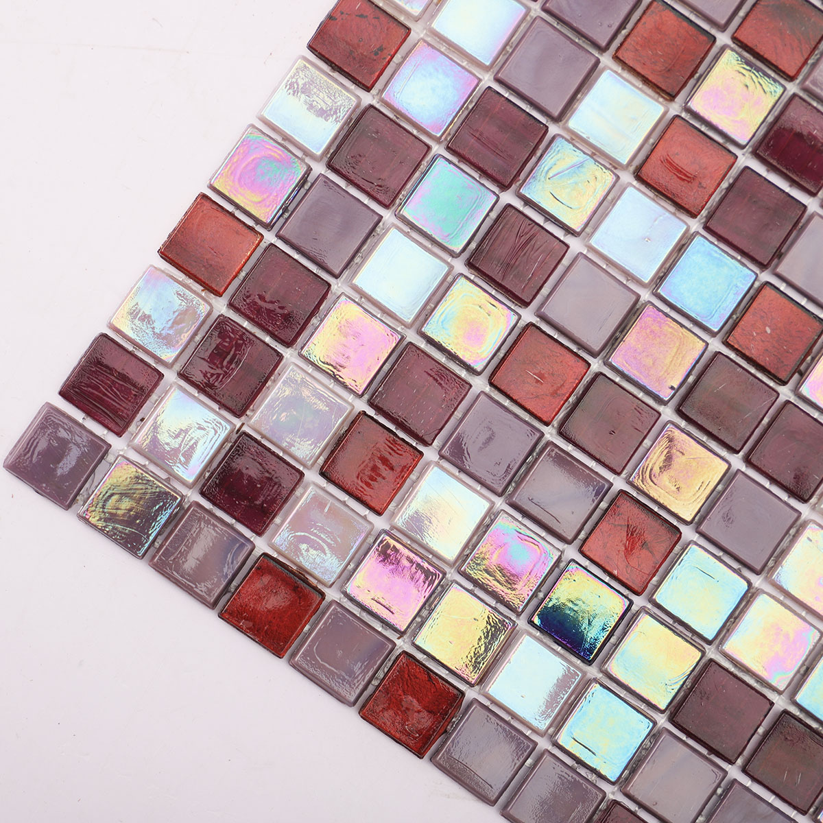 Glossy Merlot Red and Purple Glass Mosaic Walls and Floors Tiles