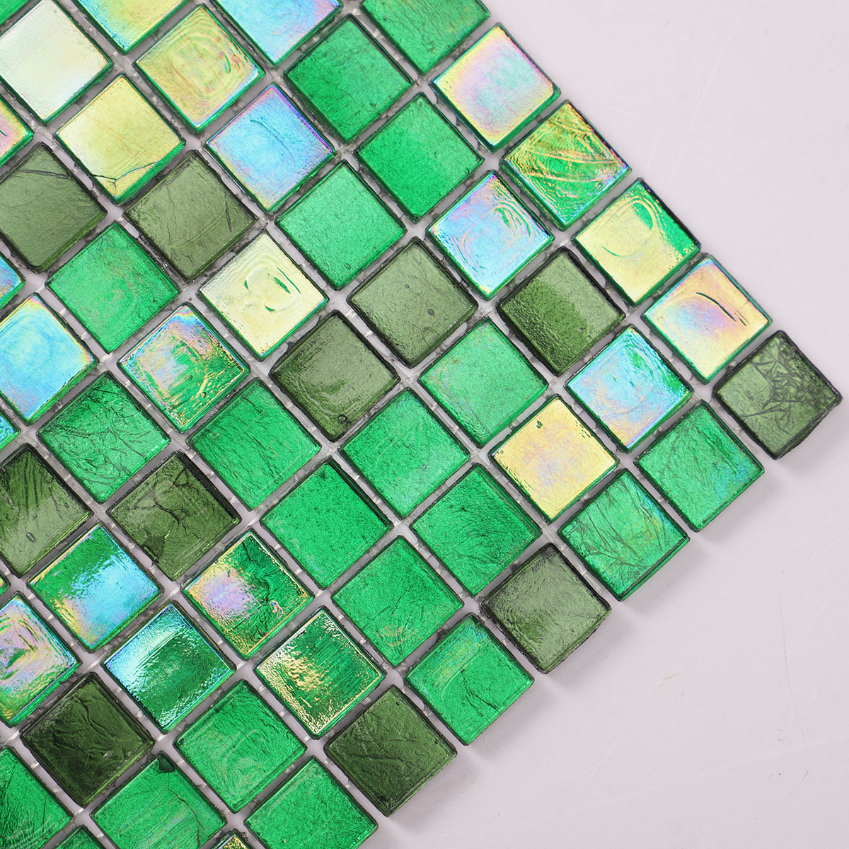 Glossy Forest Green Square Glass Mosaic wall Tiles