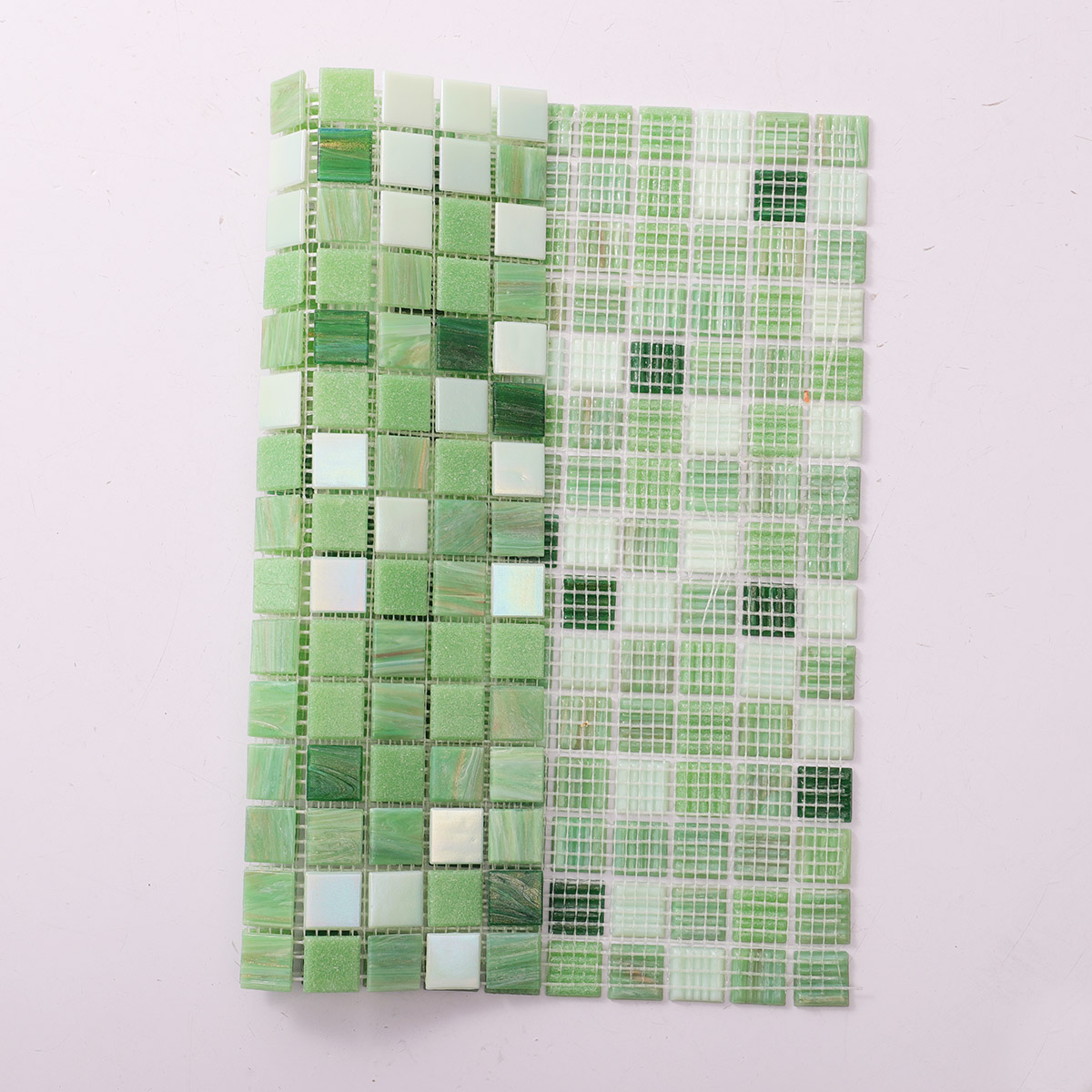 Iridescence Spring Green Square Glass Mosaic Pool Tiles