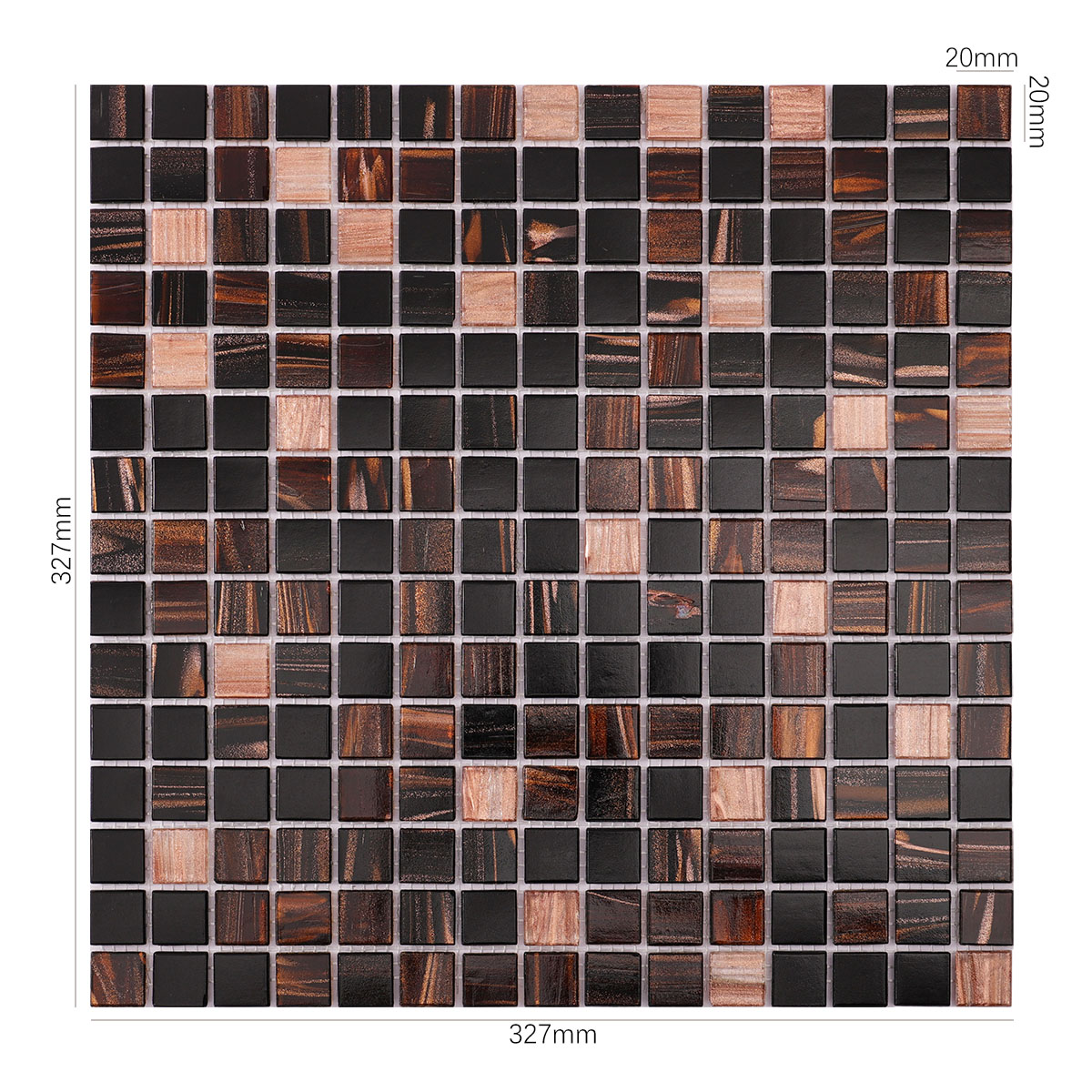 Coffee Brown and Black Glass Square Mosaic Pool Tiles