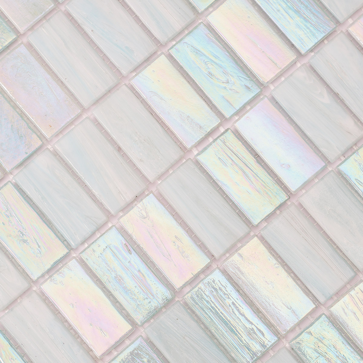 Bright Green Iridescent Rectangle Glass Mosaic Bathroom Tiles