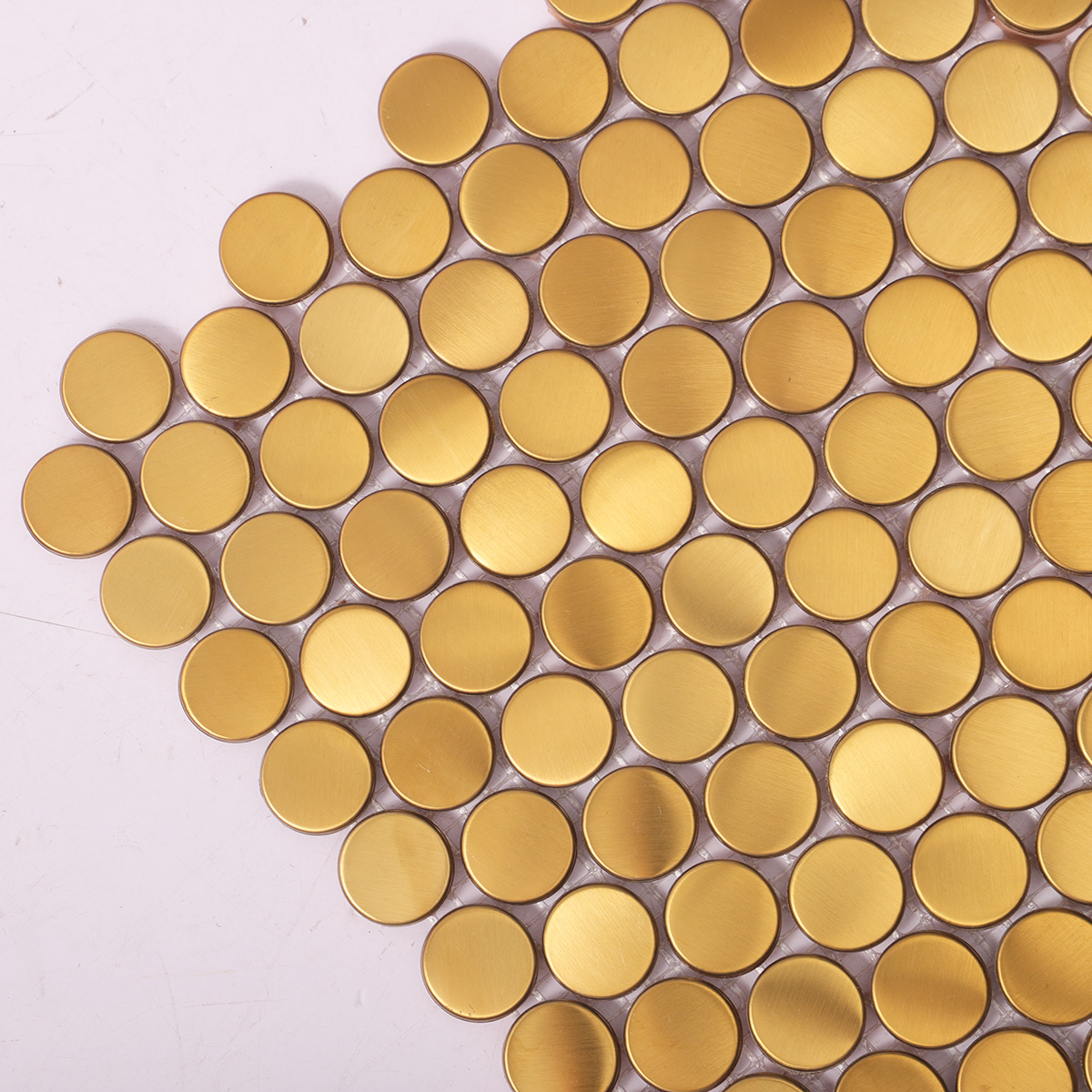 Gold Metal Penny Round Mosaic Wall Tiles