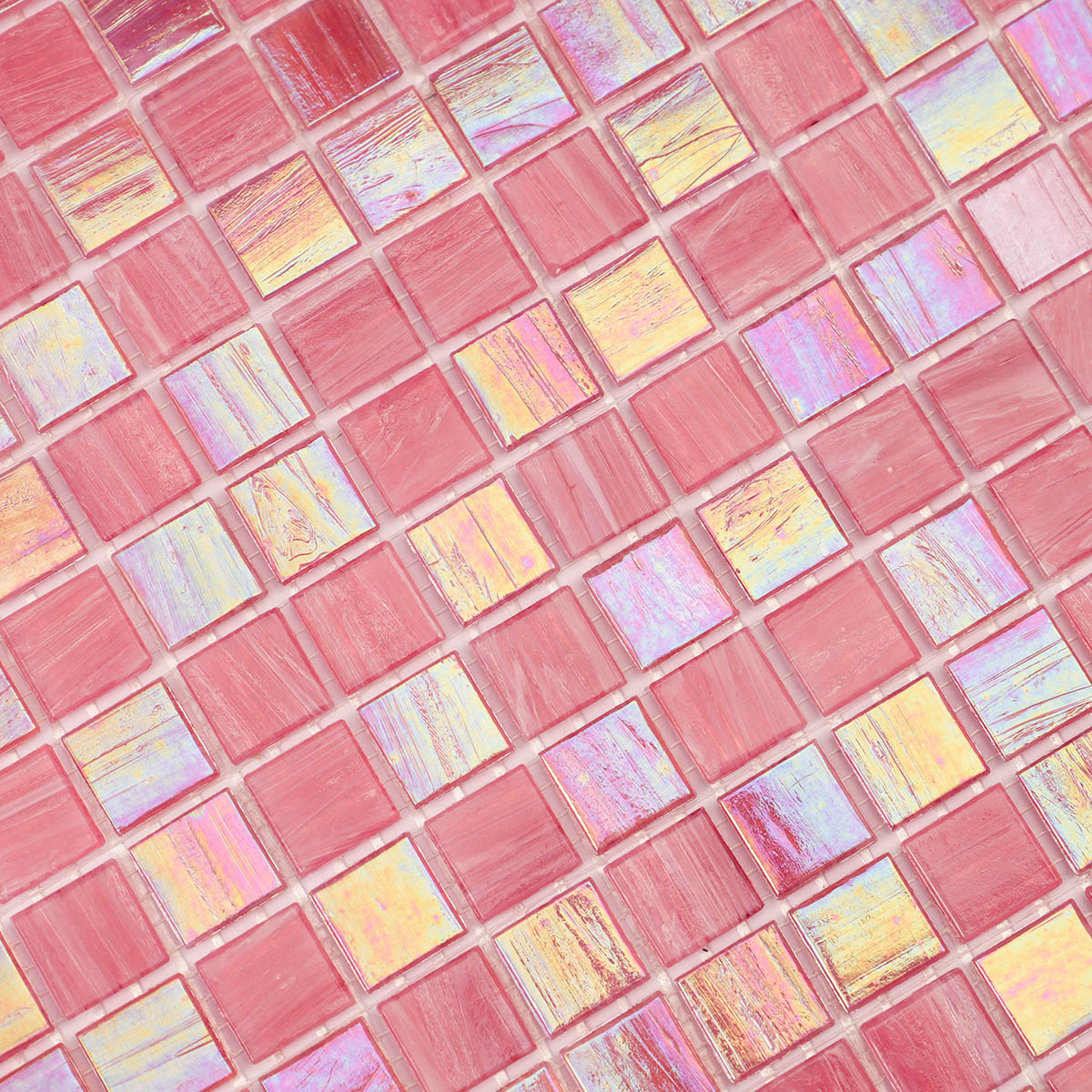 Glossy Pink Glass Mosaic Tiles for Walls and Floors