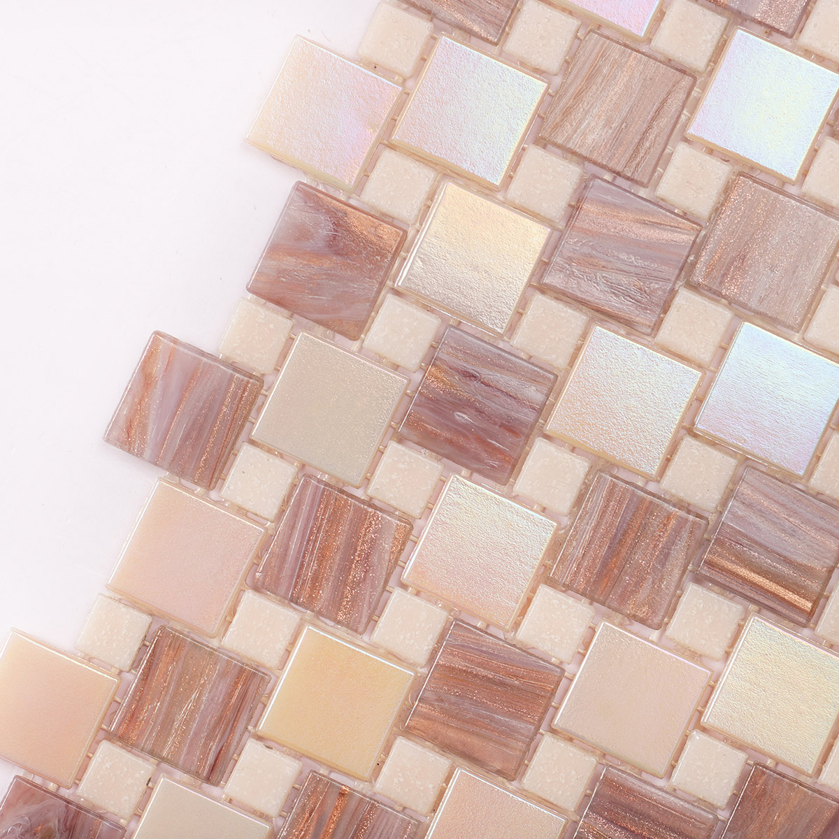 Glossy  Pearl Sheer Pink and Purple Glass Mosaic Tiles
