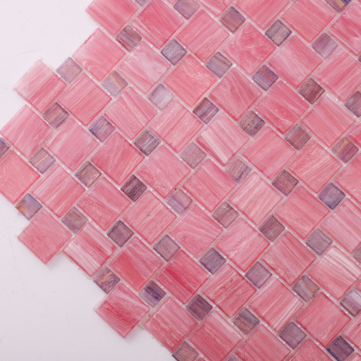 Punch Pink Glass Mosaic Wall and Fool Tiles