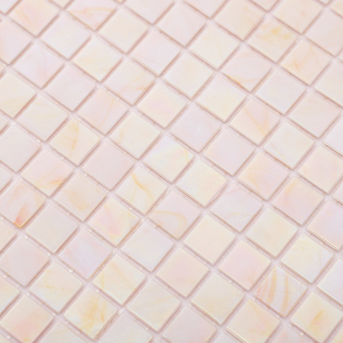 Glossy Soft Pink Square Glass Mosaic Wall Tiles-SAICINA TILES