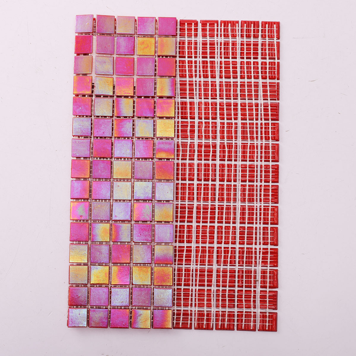 Watermelon Red Iridescent Glass Mosaic Tiles for Stylish Backsplashes-SAICINA TILES