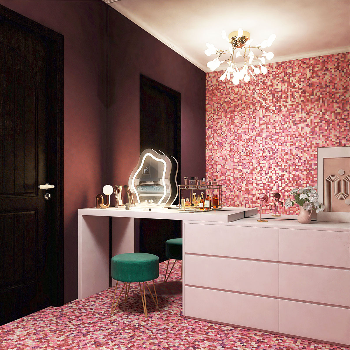 Purple & Pink  Iridescent Stained Glass Mosaic Tile-SAICINA TILES