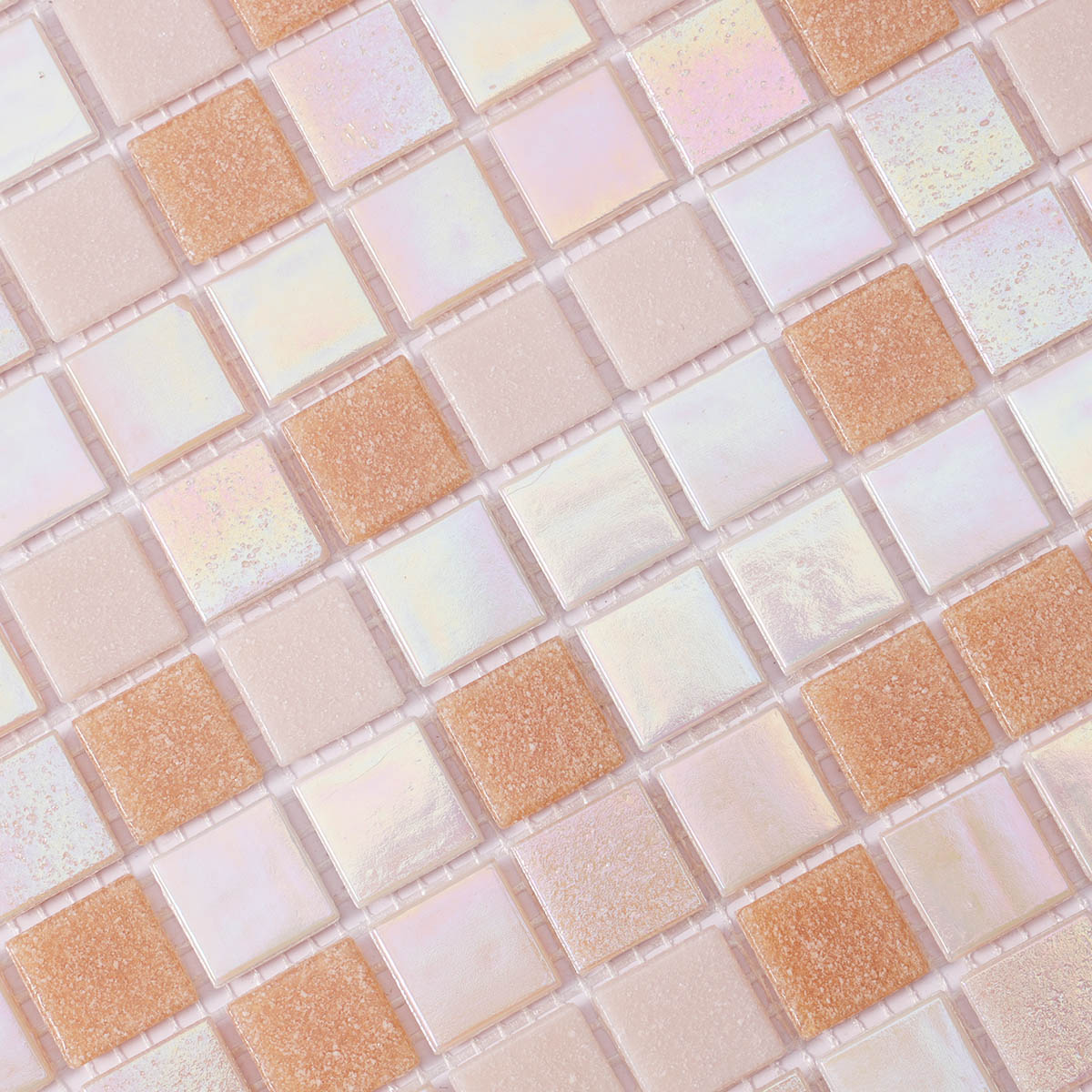 Light Pink and Yellow Glass Mosaic Wall and Floor Tiles