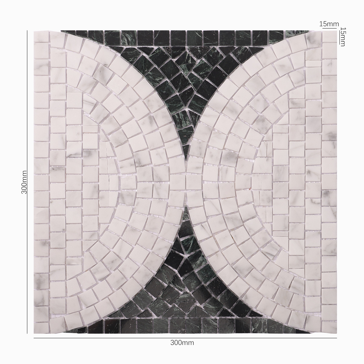 Polished Green and White Marble Cutting Art Mosaic Tiles-SAICINA TILES