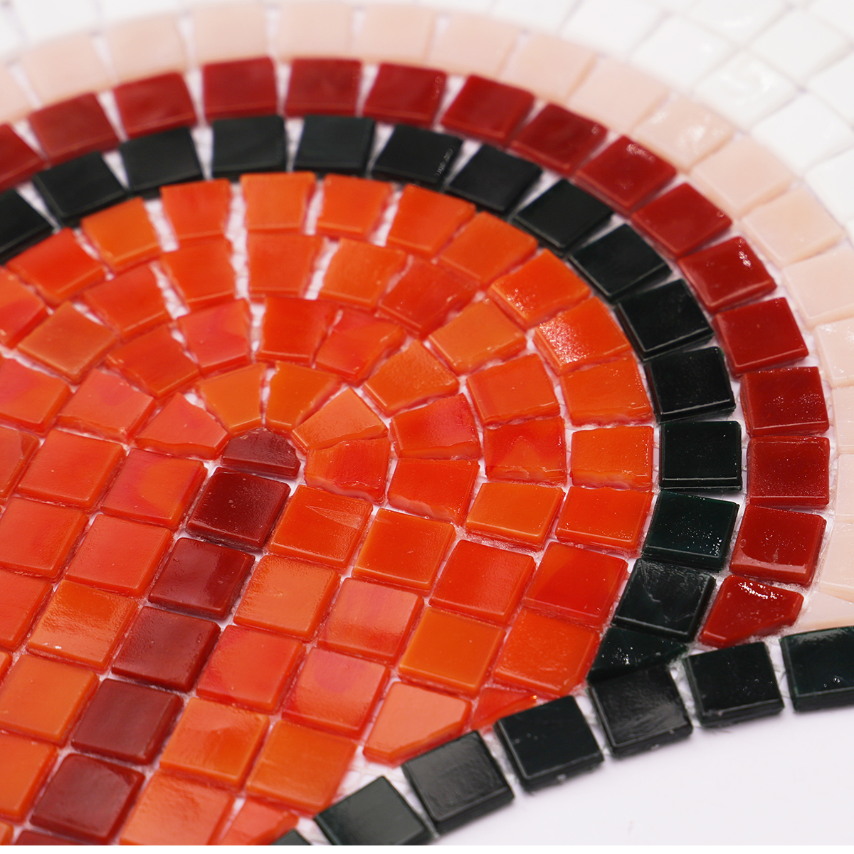 Close-up view of glass mosaic art designs