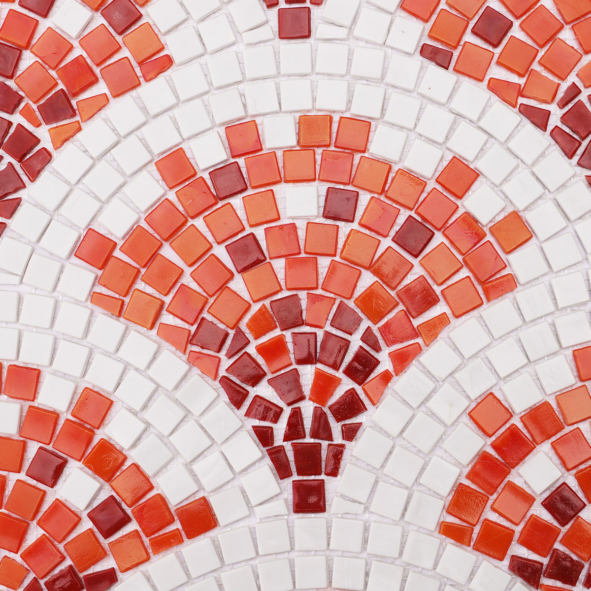 Detailed close-up of fish scale glass mosaic design