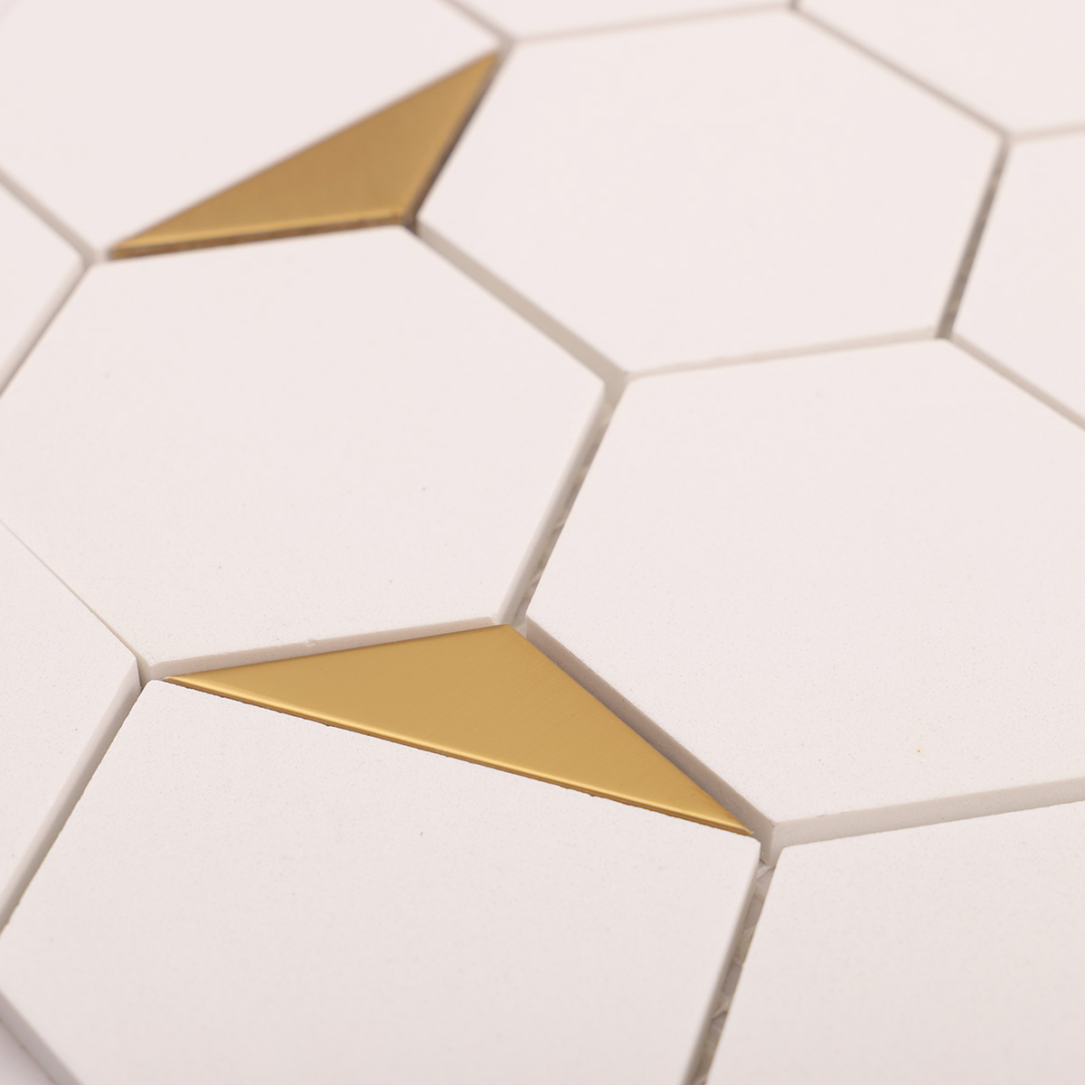 White Hexagon Honed Marble Mix Metal Mosaic Tiles-SAICINA TILES