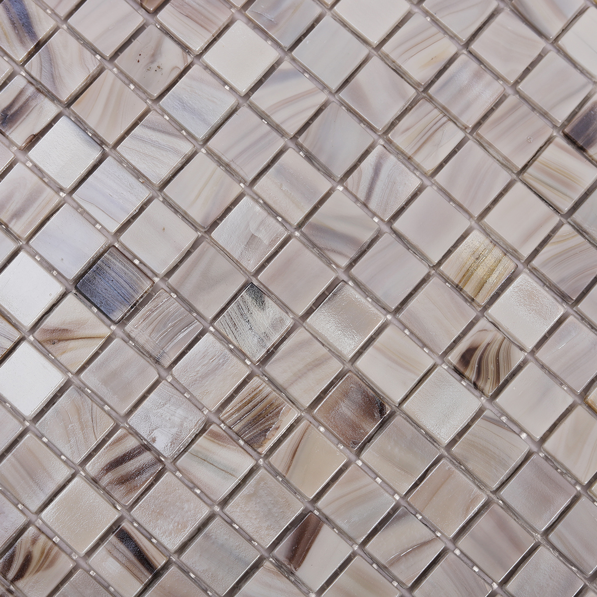 Close-up of Gray Square Glass Mosaic Tile, texture detail
