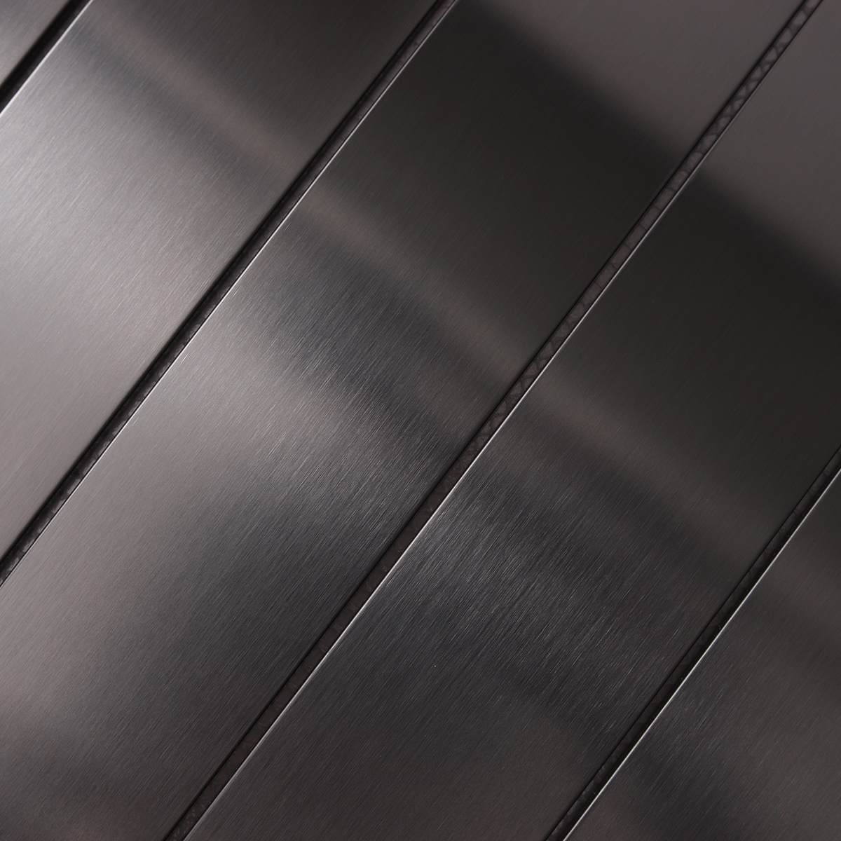 Detailed view of Black Rectangle Metal Stainless Steel Mosaic Tiles, showing metallic surface