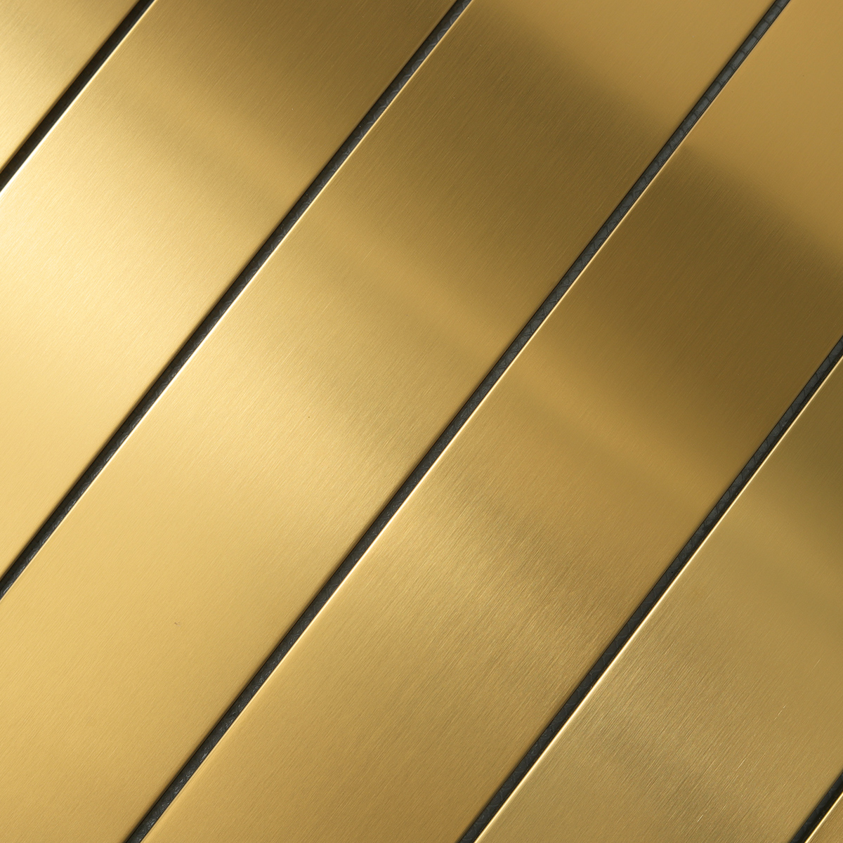 Close-up of Large Rectangle Gold Brushed Metal Mosaic Tiles, texture detail