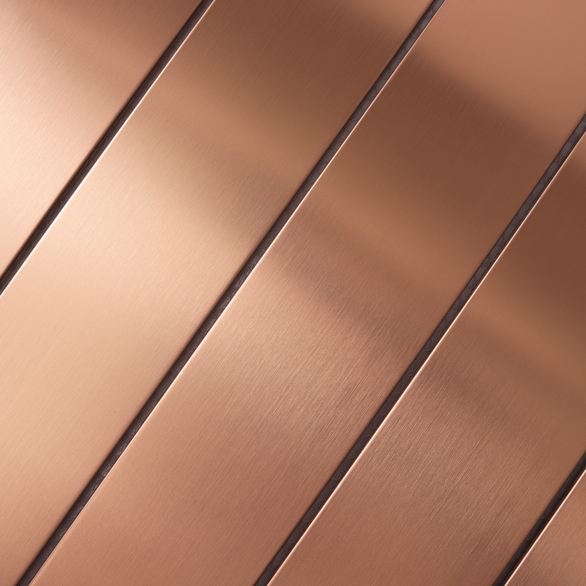 Detailed view of Rose Gold Copper Metallic Vertical Mosaic Tile, showing metallic shine