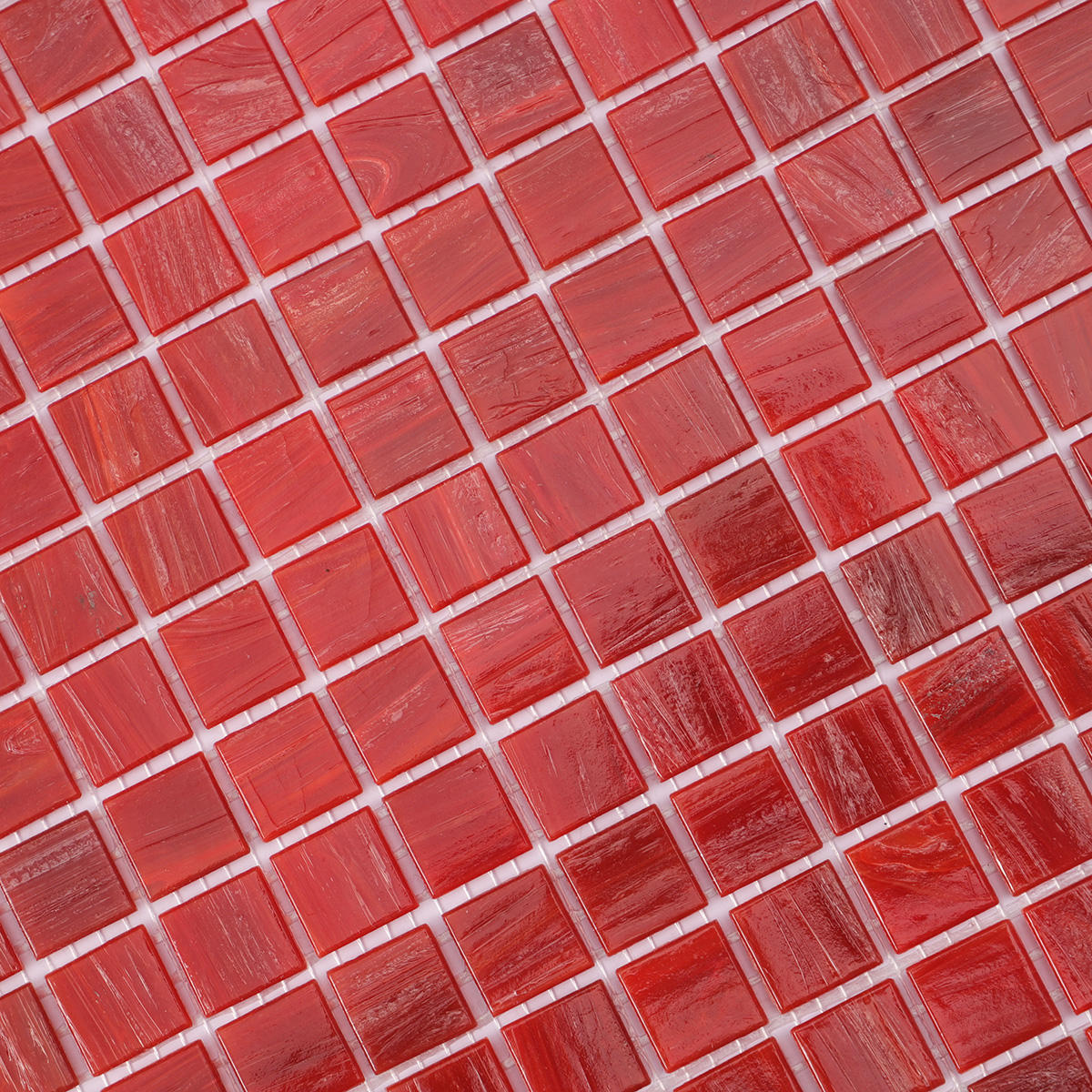 Detailed view of Red Square Glass Mosaic Bathroom Wall Tile