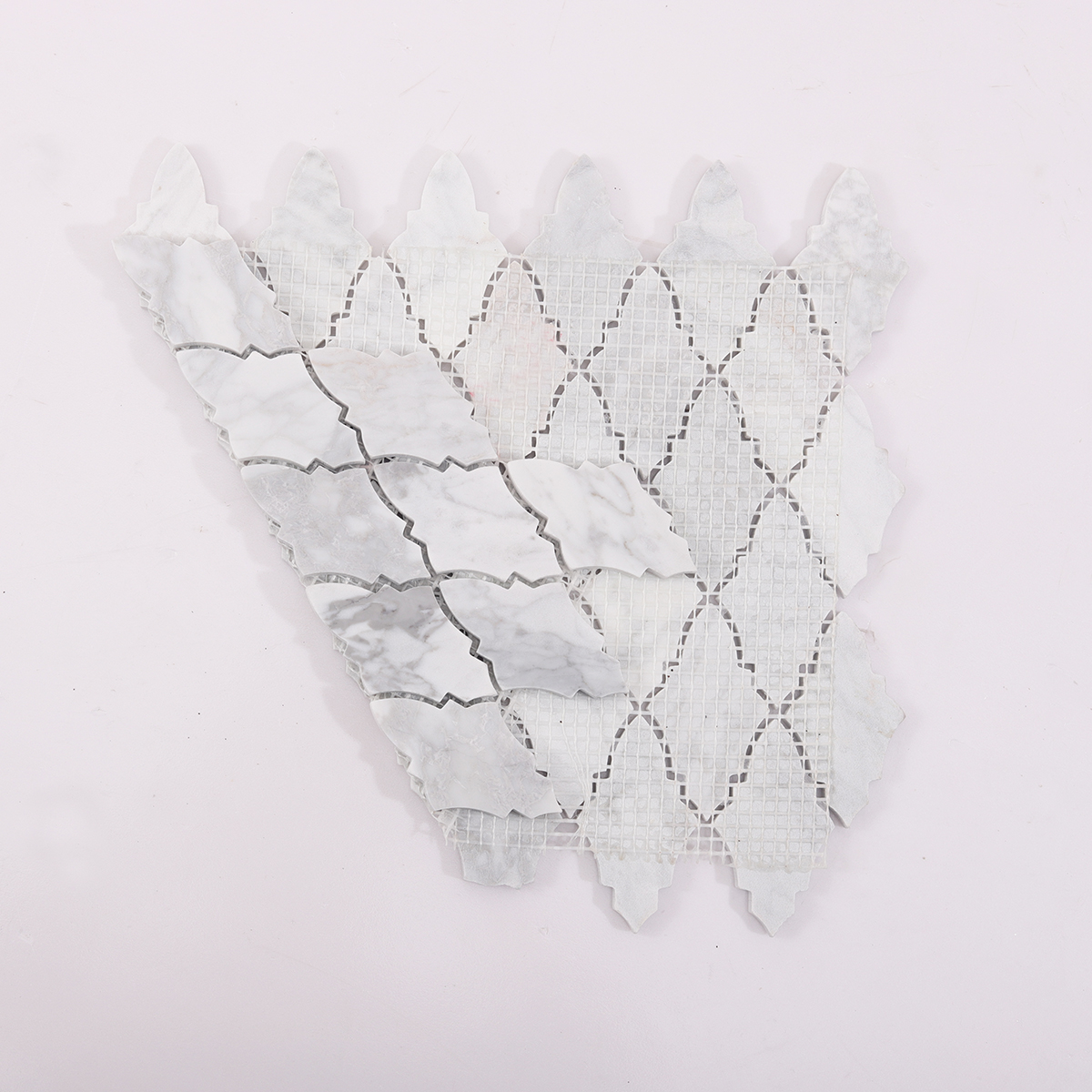 Arabesque Carrara White Polished Honed Marble Mosaic Tile