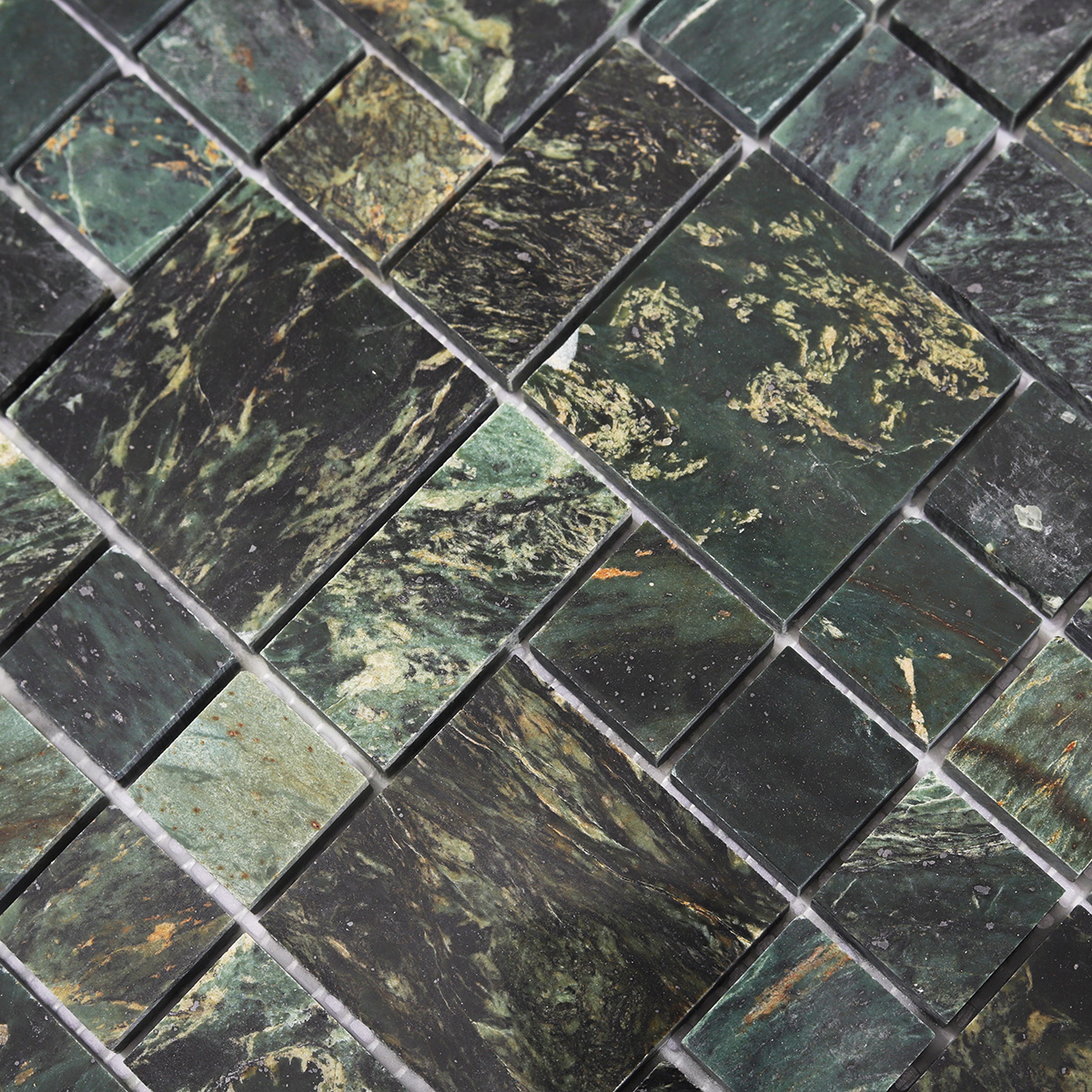 Dark Green Natural Marble Honed Mosaic Bathroom Tiles