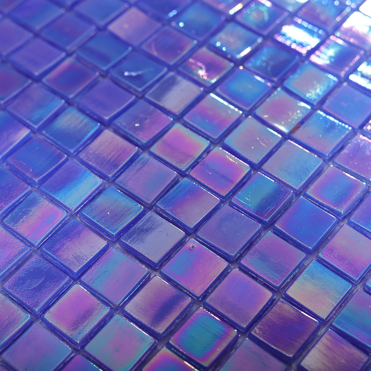 Detailed View of Shiny Blue Mosaic Tile Pattern