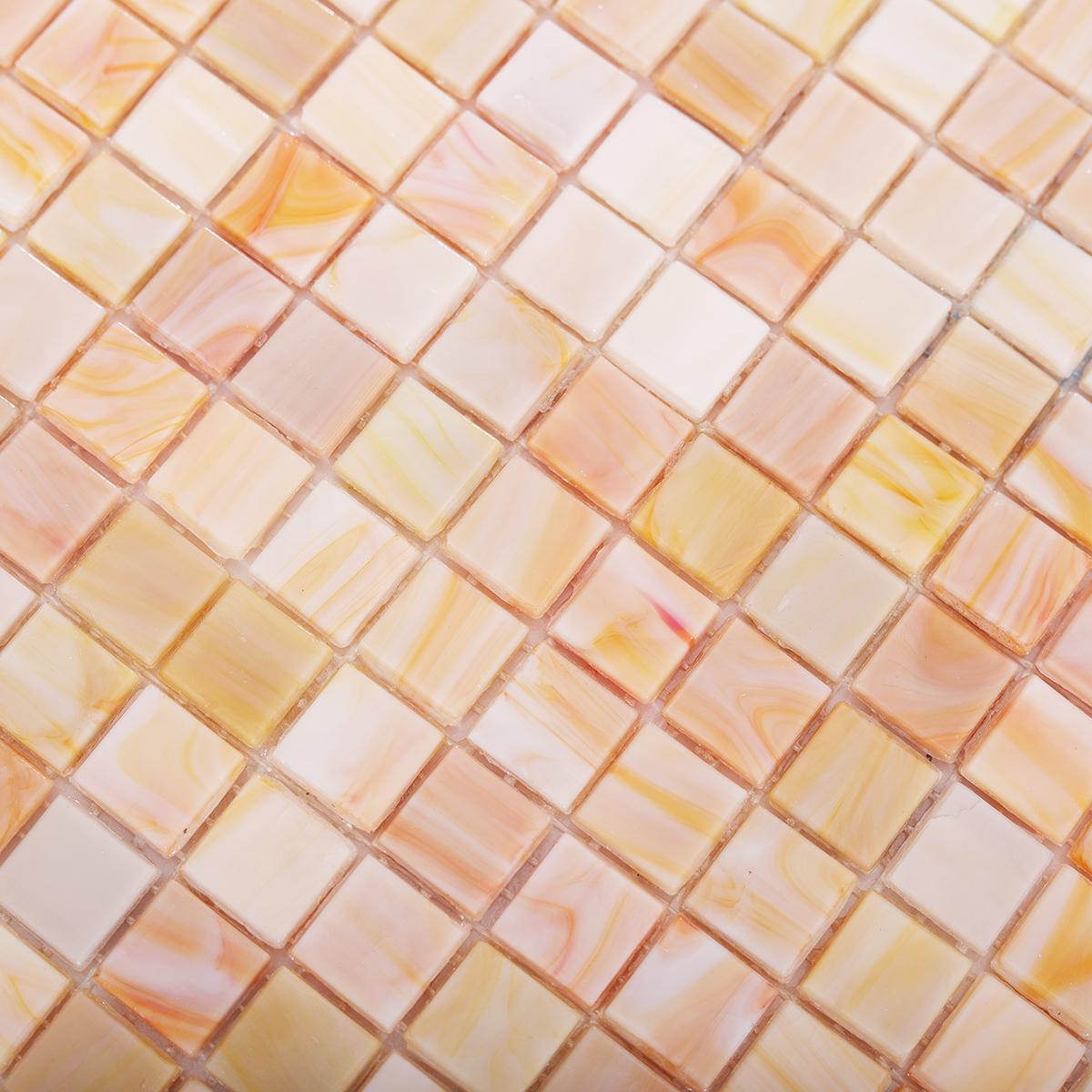 Detailed View of Textured Light Orange Mosaic Tile Pattern