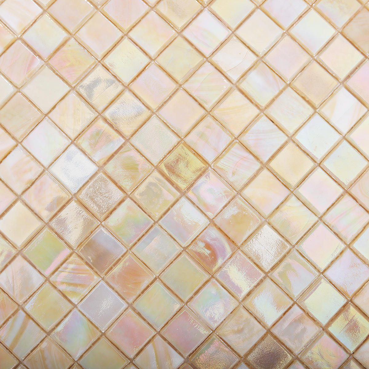 Detailed View of Textured Cream Beige Mosaic Tile Pattern