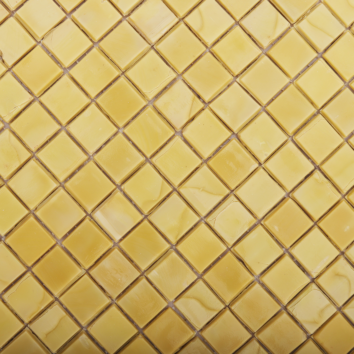 Detailed View of Textured Vintage Yellow Contemporary Mosaic Tile