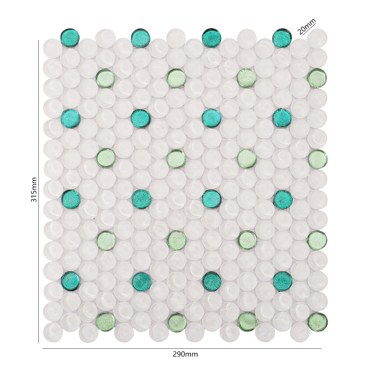 White Mix Green Penny Round Glossy Glass Mosaic Tiles