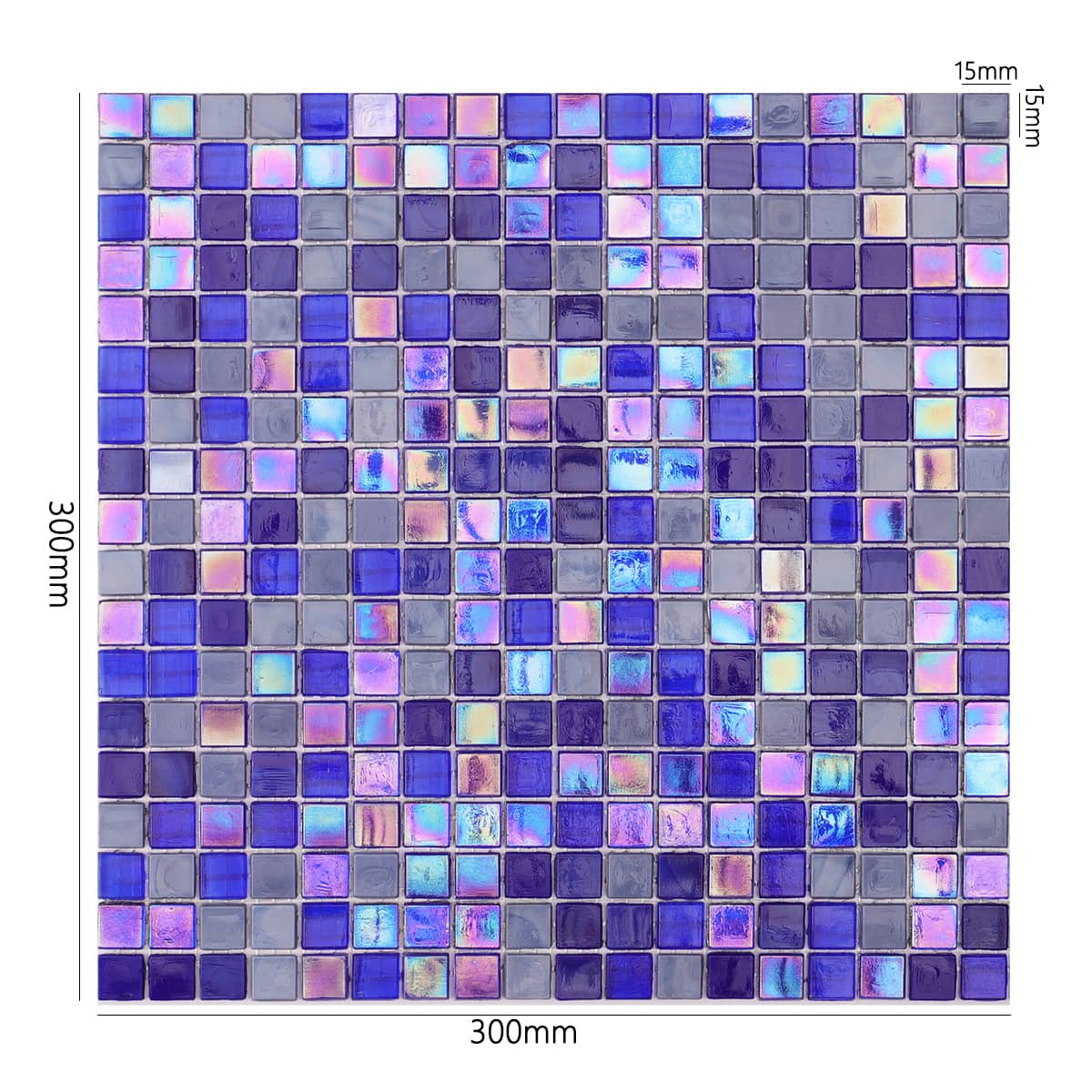 Iridescent Mixed Navy Blue Glass Mosaic Tiles 15mm*15mm
