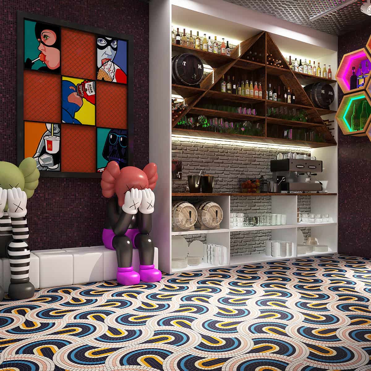 Glass Mosaic Tiling Art for Indoor and Outdoor Walls